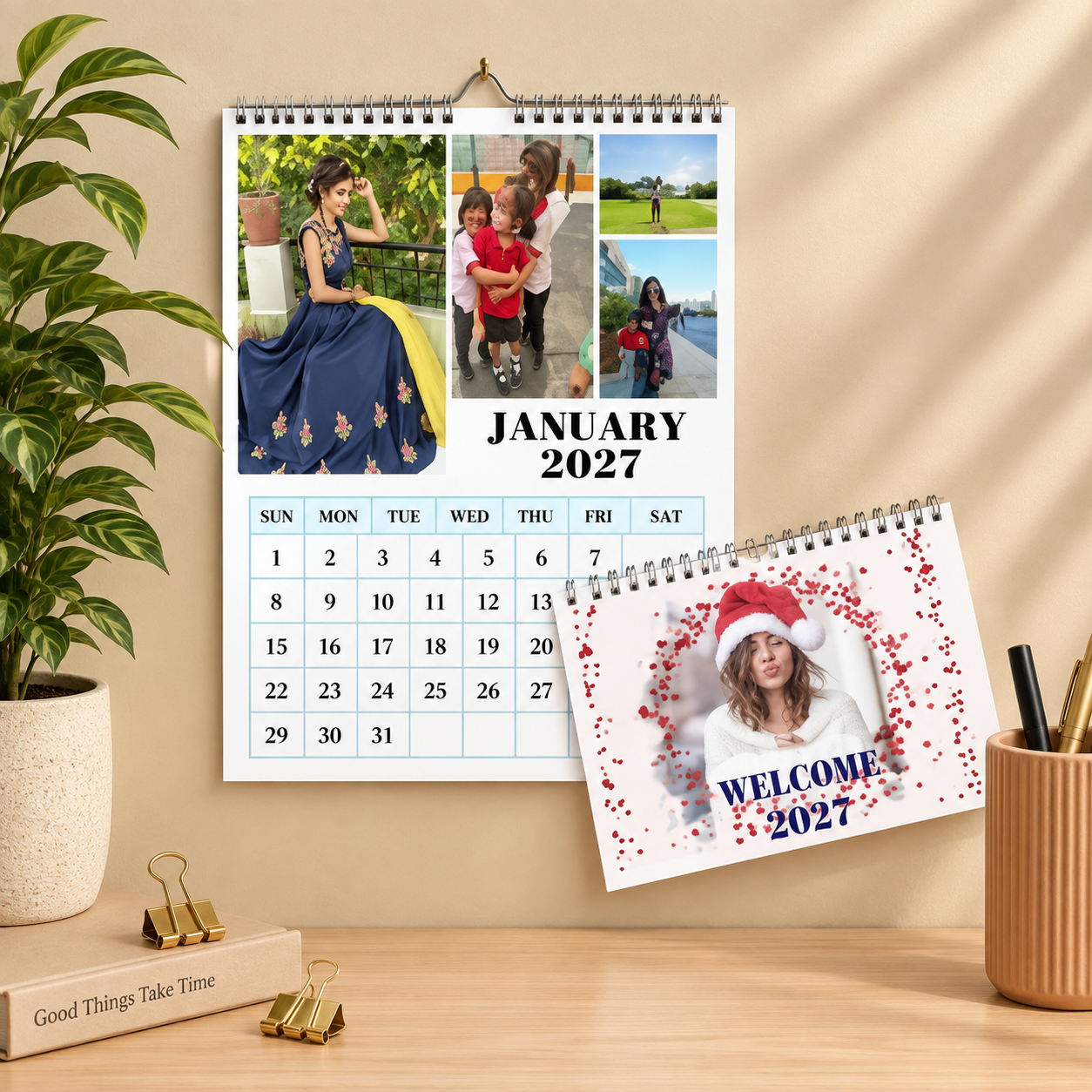 Personalized wall calendar – book type calendar template