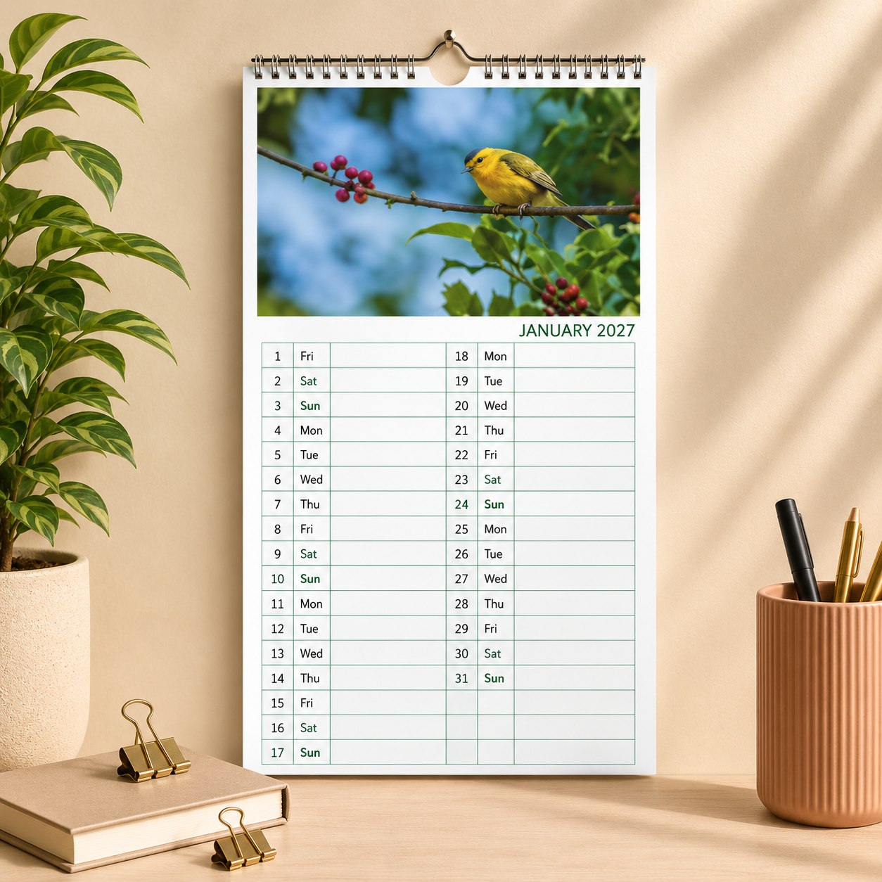 Personalized wall calendar – nature calendar template