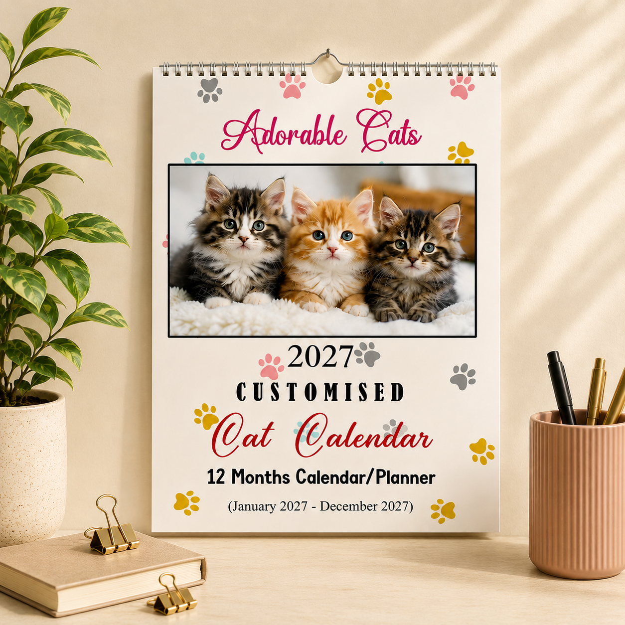 Personalized wall calendar – cat calendar template