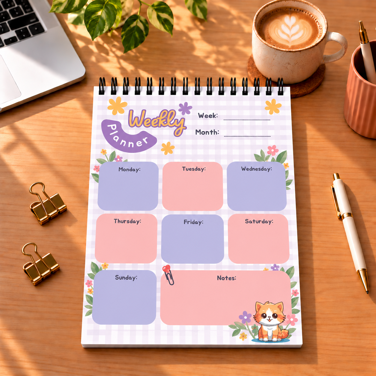 Weekly Planner – Pastel Floral Design