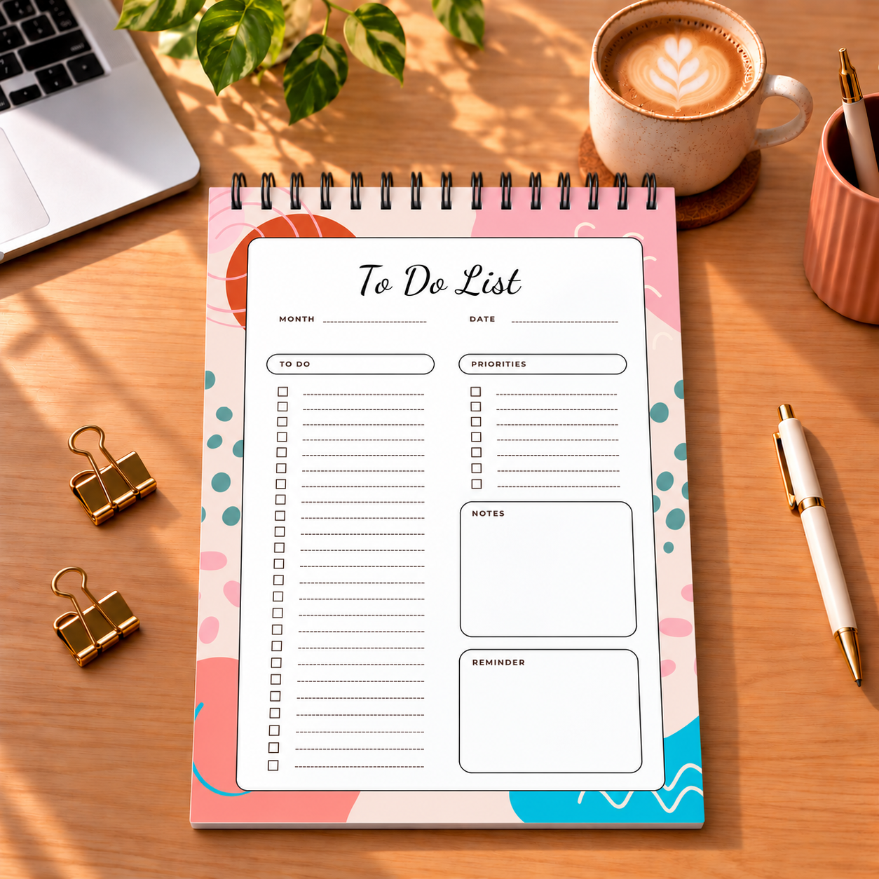 To Do List Planner – Colourful Abstract Design