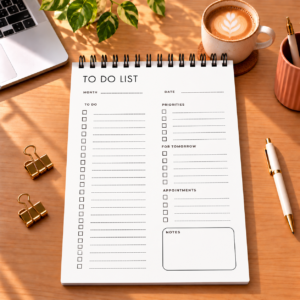 To Do List Planner – Black and White