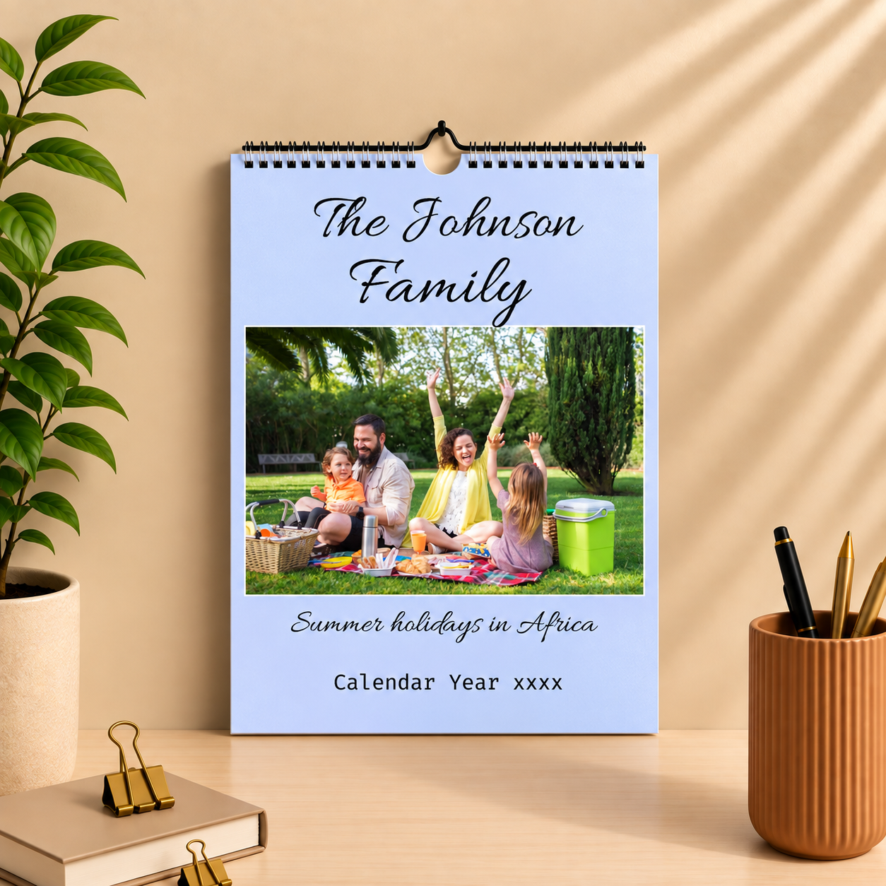 Personalized wall calendar with family photos