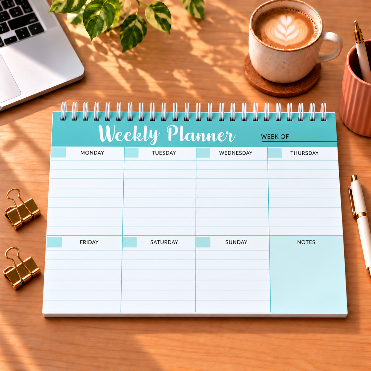 Weekly Planner – Landscape Blue and White Design